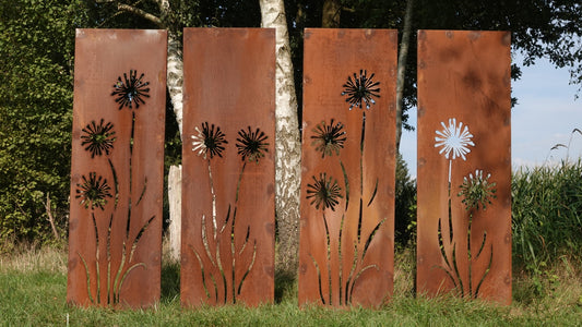 Hingucker Stelen Set Sichtschutz Pusteblumen