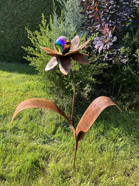 Metallblume EMILY Beetstecker Gartenstecker Patina Edelrost sehr dekor –
