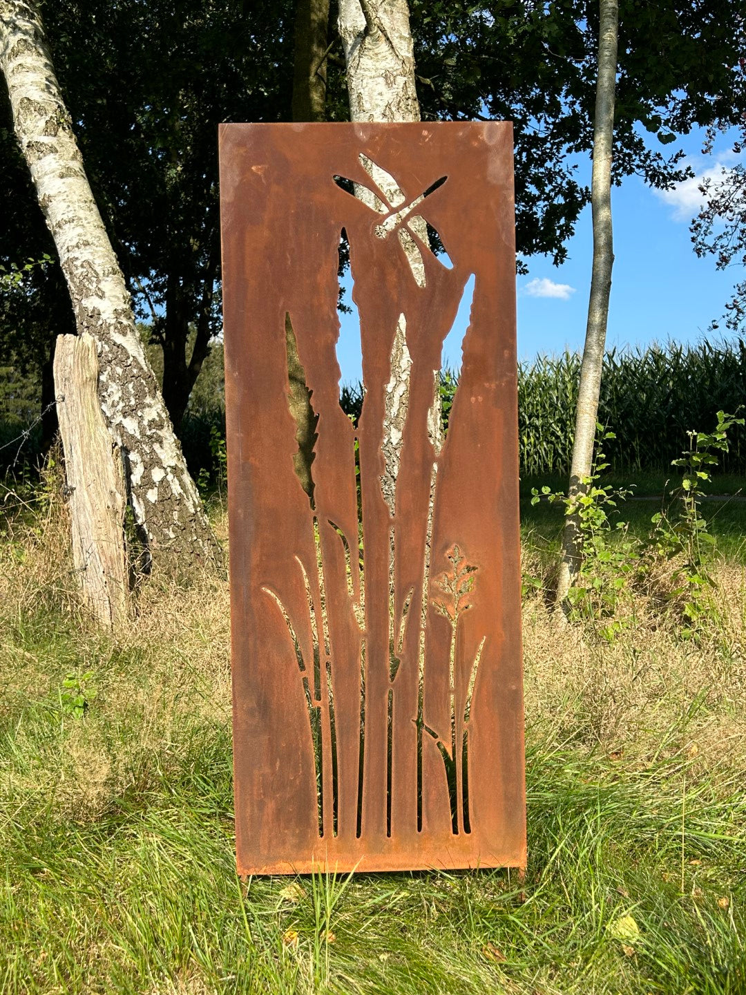 Beetstecker Gartenstecker Schilf Libelle handgefertigt! ca. 120cm groß