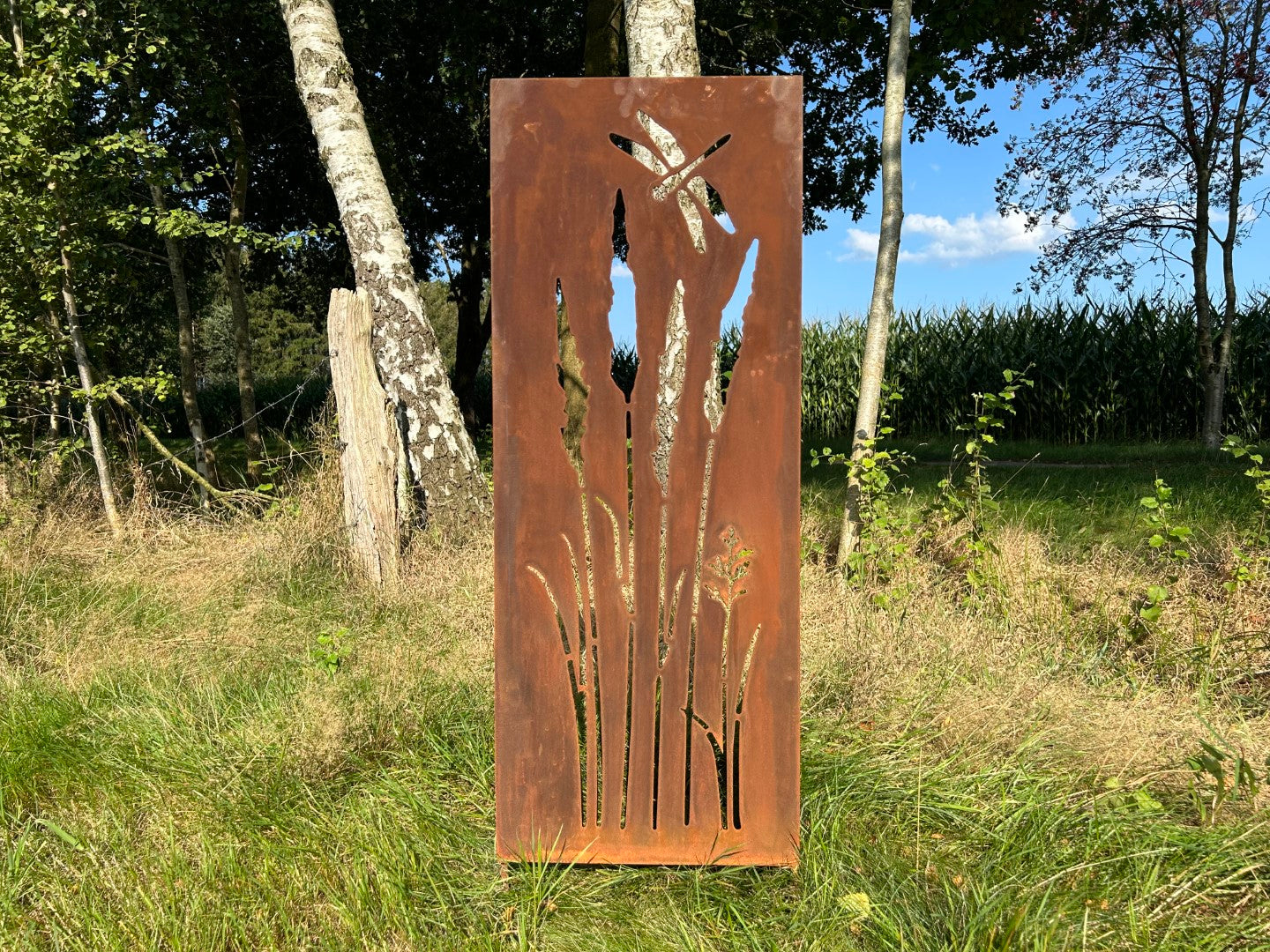 Beetstecker Gartenstecker Schilf Libelle handgefertigt! ca. 120cm groß –