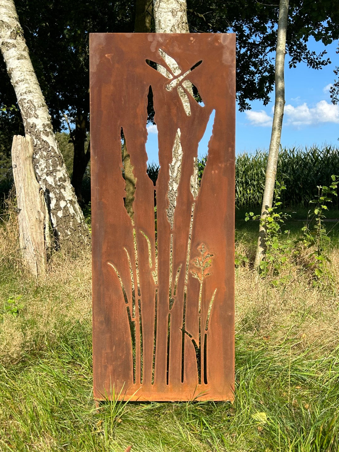 Beetstecker Gartenstecker Schilf Libelle handgefertigt! ca. 120cm groß