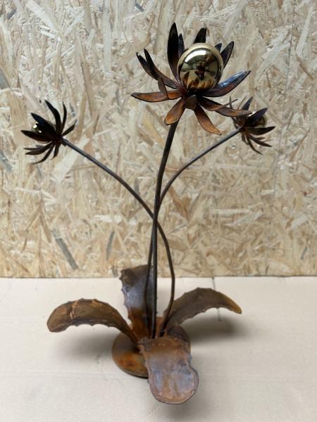 Metallblume LISSY - 3 Blüten mit Edelstahlkugel - sehr dekorativ