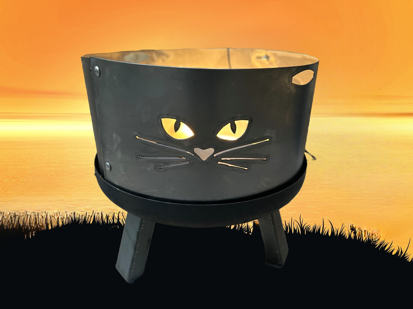 Windschutz Funkenschutz Feuerrand Katze für die Feuerschale in 60, 80 oder 100cm