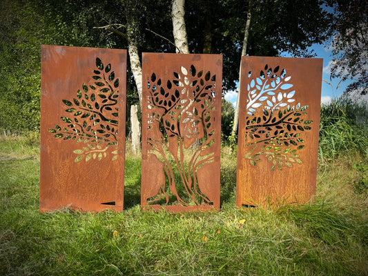 Hingucker Stelen Set Sichtschutz Baum 3teilig