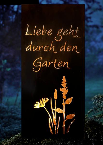 Stele beleuchtbar Liebe geht durch den Garten
