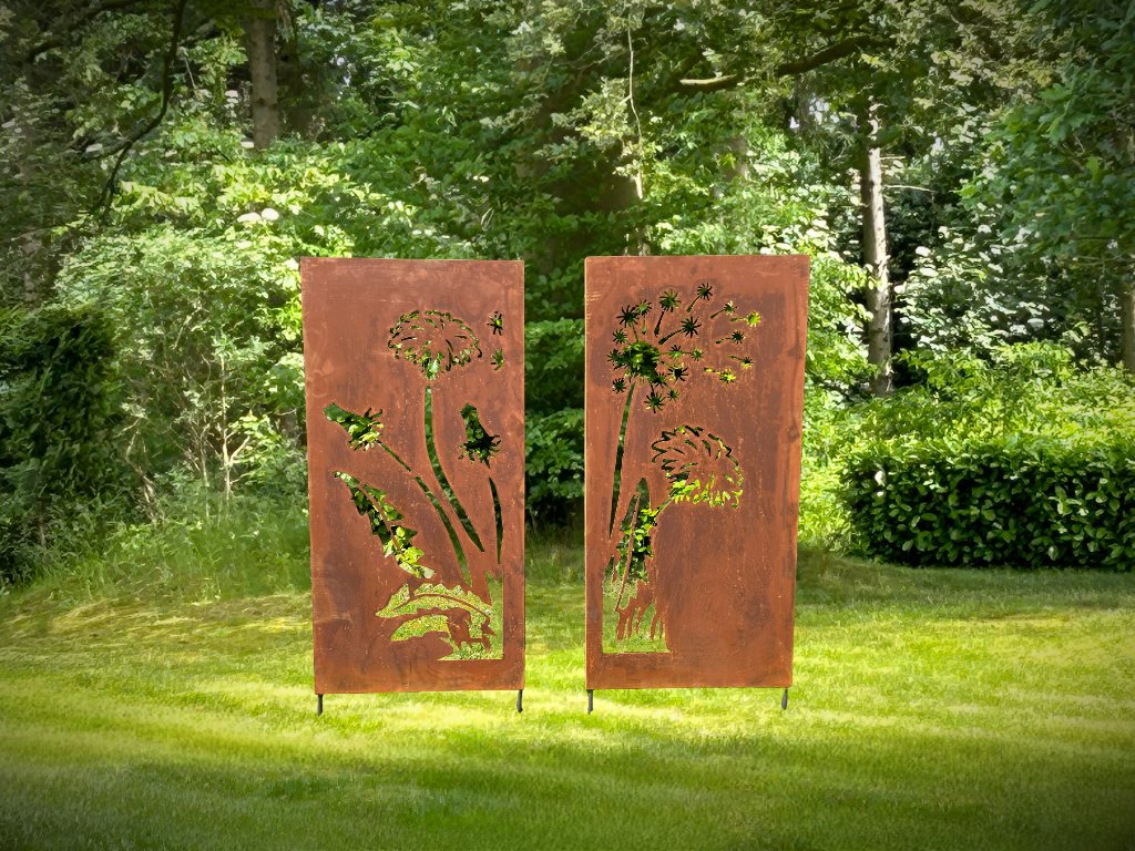 Hingucker Stelen Set Sichtschutz LÖWENZAHN 2teilig