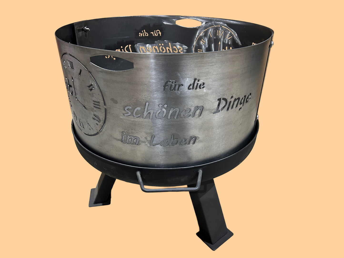 Windschutz Funkenschutz Motivrand NIMM DIR ZEIT für die Feuerschale in 60, 80 oder 100cm