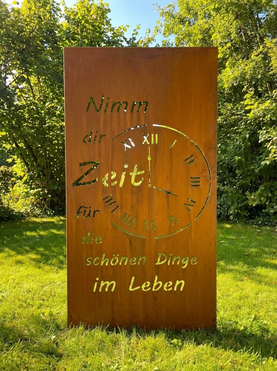 Hingucker Stele Sichtschutz NIMM DIR ZEIT