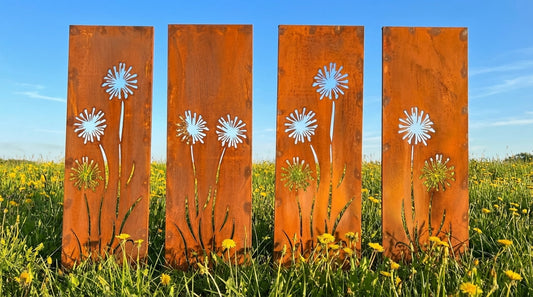 Hingucker Stelen Set Sichtschutz Pusteblumen