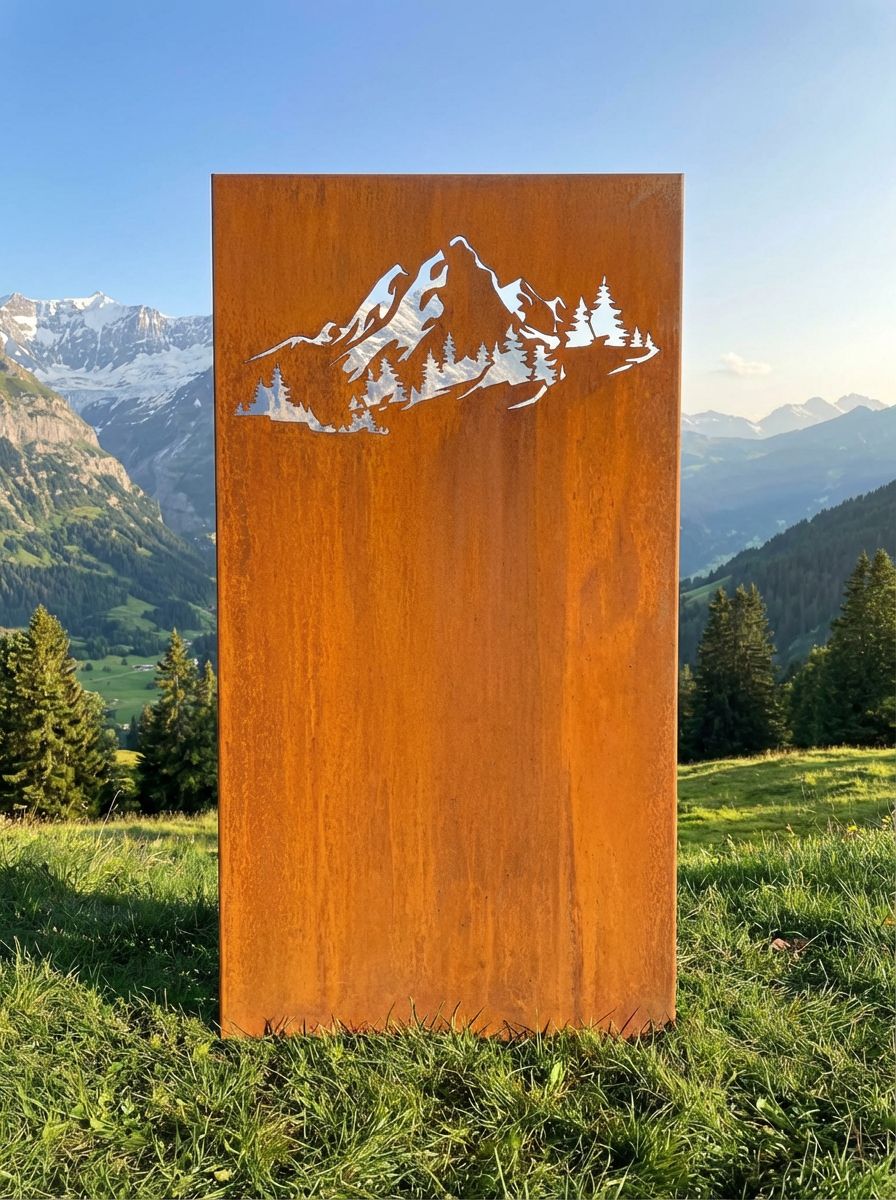 Hingucker Stele Sichtschutz Berge