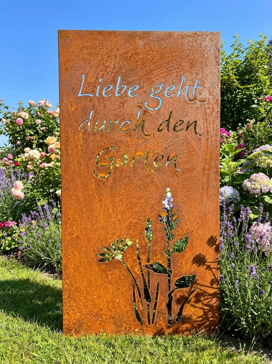 Hingucker Stele Sichtschutz Liebe geht durch den Garten