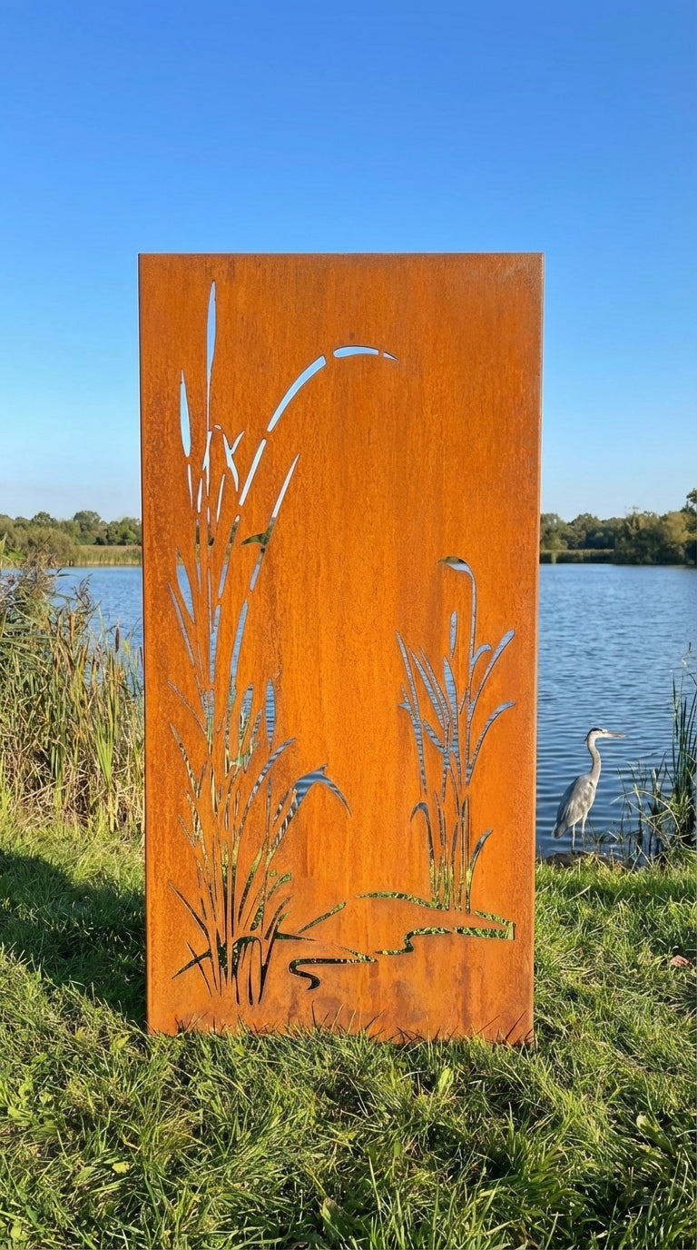 Hingucker Stele Sichtschutz Schilfufer