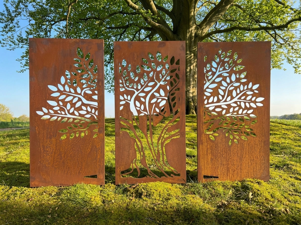 Hingucker Stelen Set Sichtschutz Baum 3teilig