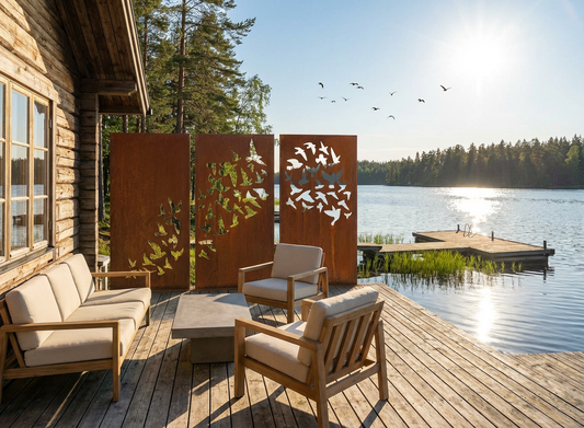 Hingucker Stelen Set Sichtschutz Vogelzug 3teilig