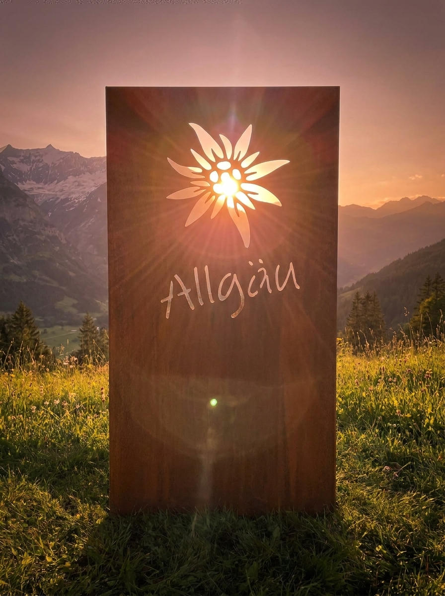 Hingucker Stele Sichtschutz Edelweiss ALLGÄU TIROL SCHWEIZ