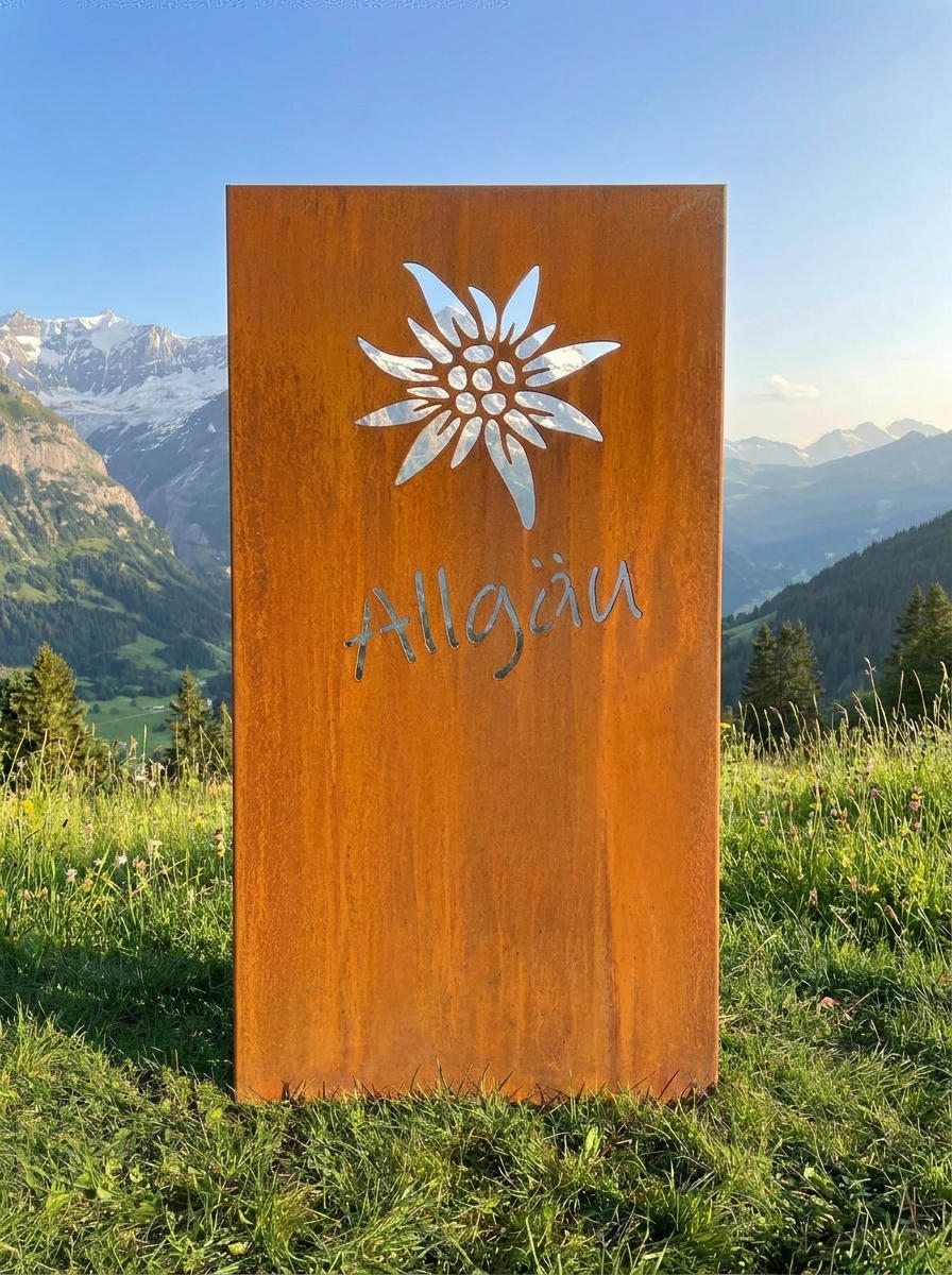 Hingucker Stele Sichtschutz Edelweiss ALLGÄU TIROL SCHWEIZ