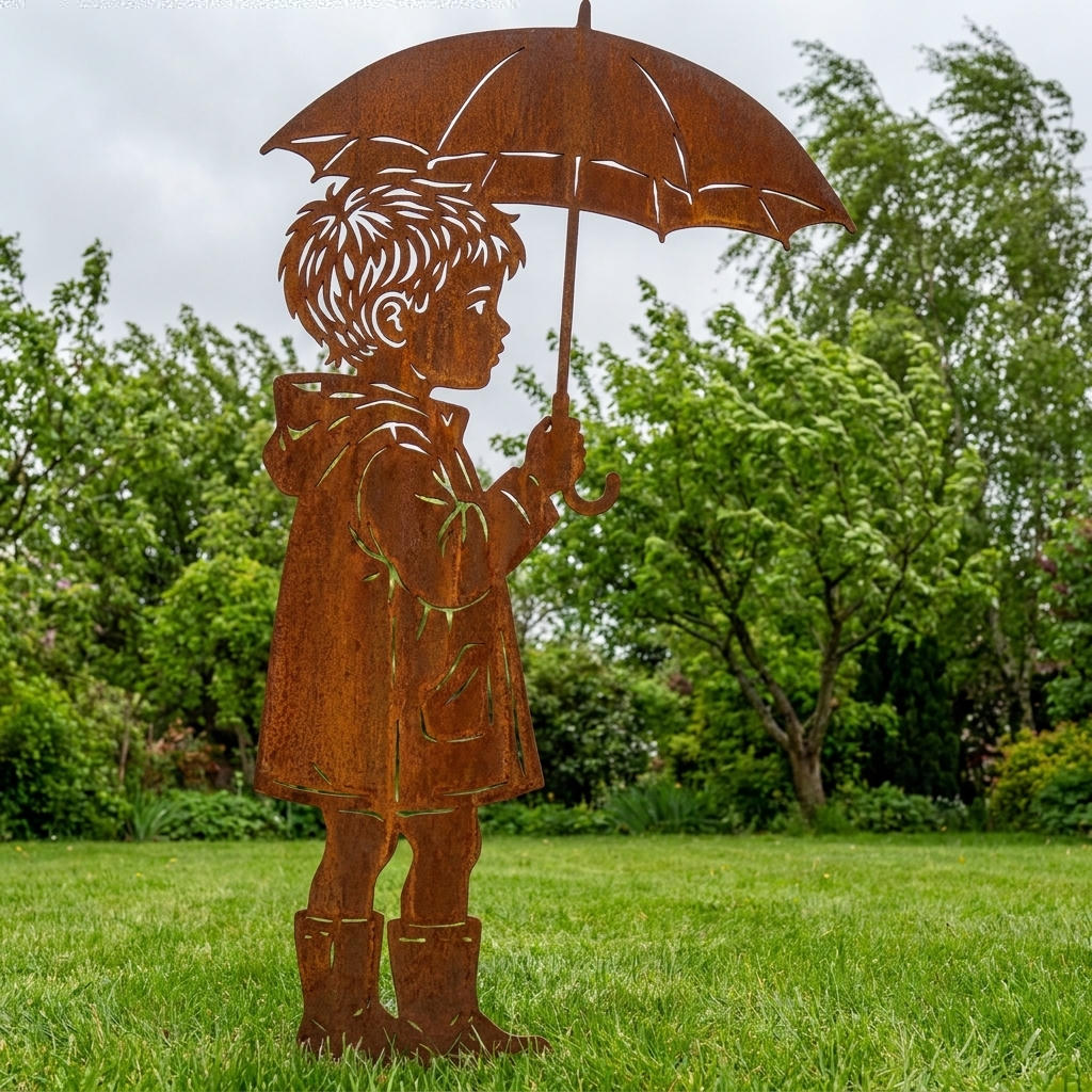 Junge mit Regenschirm