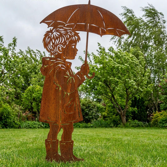 Junge mit Regenschirm
