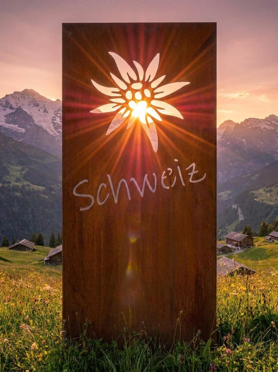 Hingucker Stele Sichtschutz Edelweiss ALLGÄU TIROL SCHWEIZ