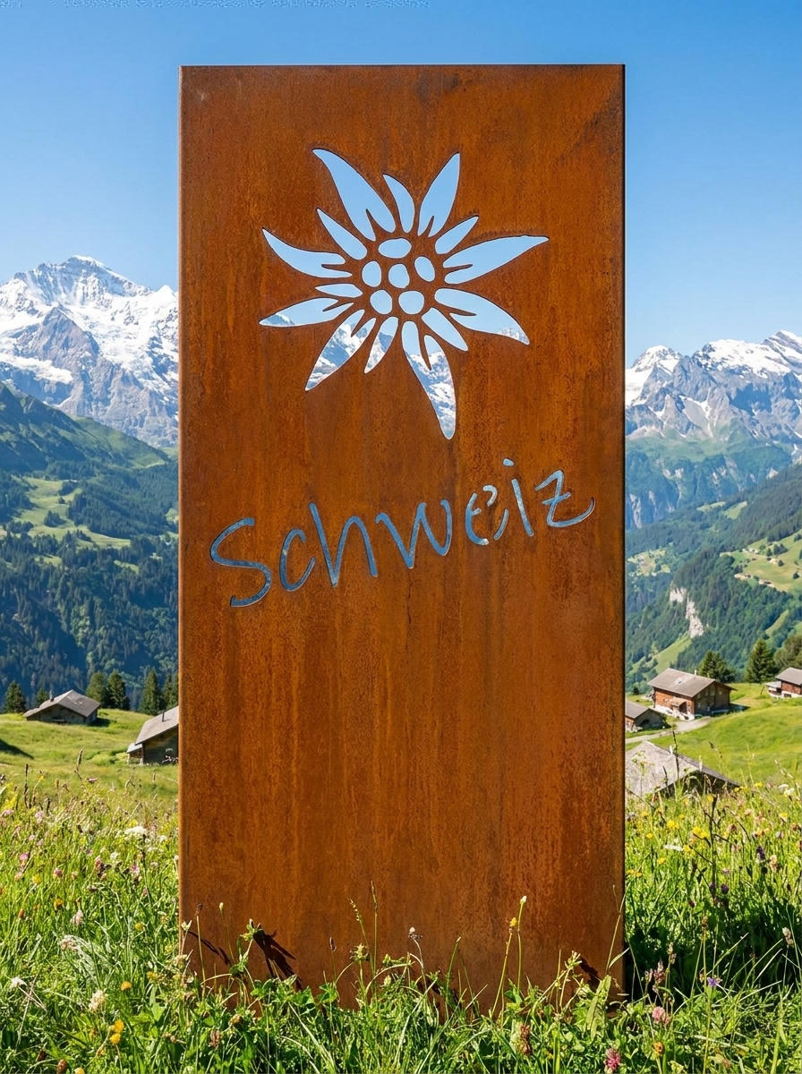 Hingucker Stele Sichtschutz Edelweiss ALLGÄU TIROL SCHWEIZ