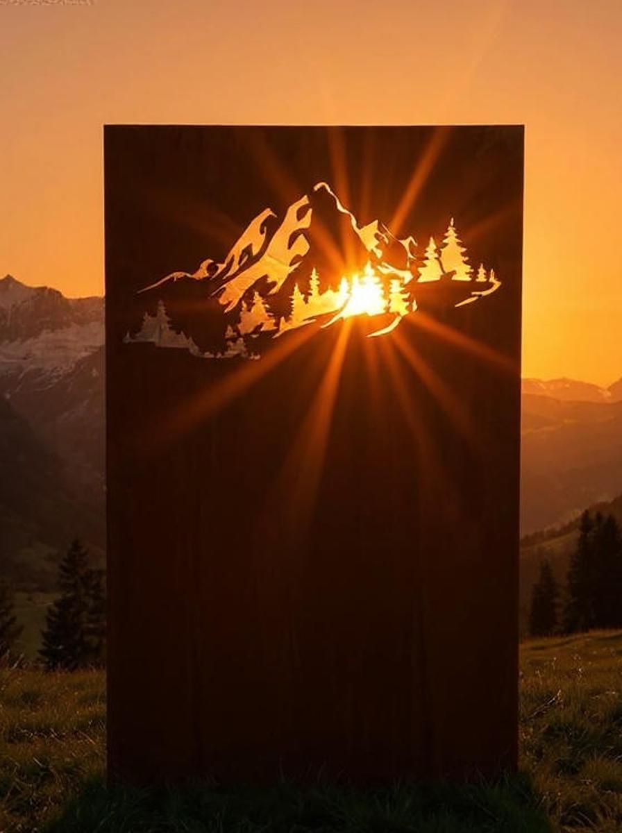 Hingucker Stele Sichtschutz Berge